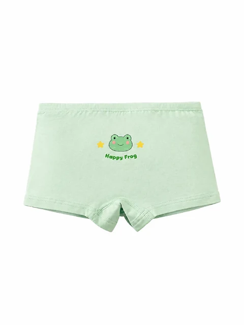 Grüne Boxershorts mit Frosch, Sternen und dem Aufdruck „Happy Frog“ — ein Teil desselben vierteiligen Sets